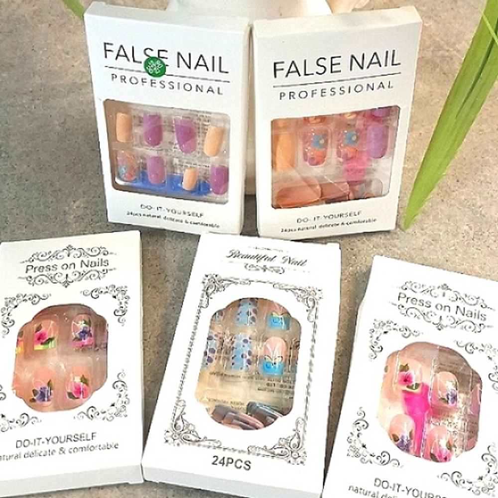 🌺NIB (5 Full Sets Of 24ct) Multicolor & Pattern Press On Nails🌺120 Nails Total